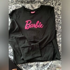 Barbie Long Sleeve Black Tee with Pink Logo
